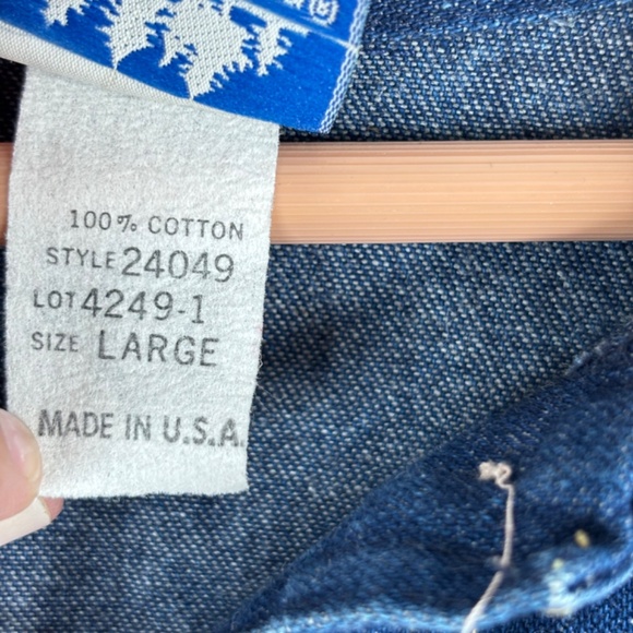 VTG 70s Denim Wide Leg Jumpsuit L Boonies Long Sleeve Button Front Pockets Retro - Picture 7 of 14